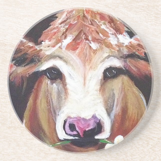 Dessous De Verre En Grès Marguerite cow.JPG (Devant)