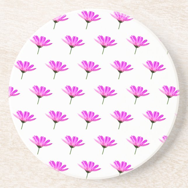 Dessous De Verre En Grès Marguerite rose  (Devant)