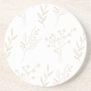 Dessous De Verre En Grès Mariage Boho Floral Beige