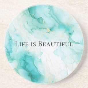 Dessous De Verre En Grès Mariage chic menthe et or blanc