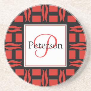 Dessous De Verre En Grès Mariage contemporain de monogramme