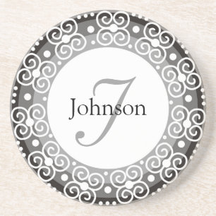 Dessous De Verre En Grès Mariage fait sur commande de monogramme