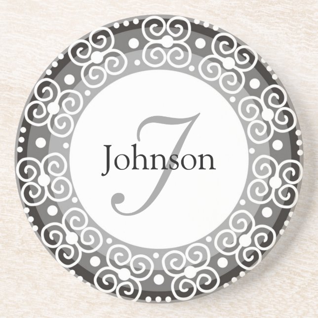 Dessous De Verre En Grès Mariage fait sur commande de monogramme (Devant)
