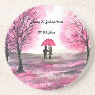 Dessous De Verre En Grès Mariage rustique amour couple cerisier fleurs arbr
