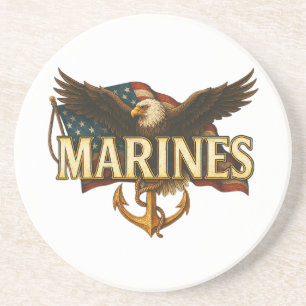 Dessous De Verre En Grès Marines avec aigle et drapeau