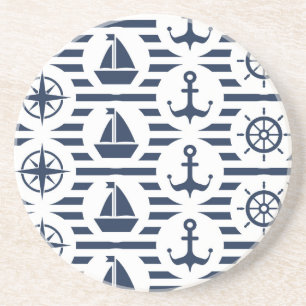 Dessous De Verre En Grès Maritime dans le motif bleu