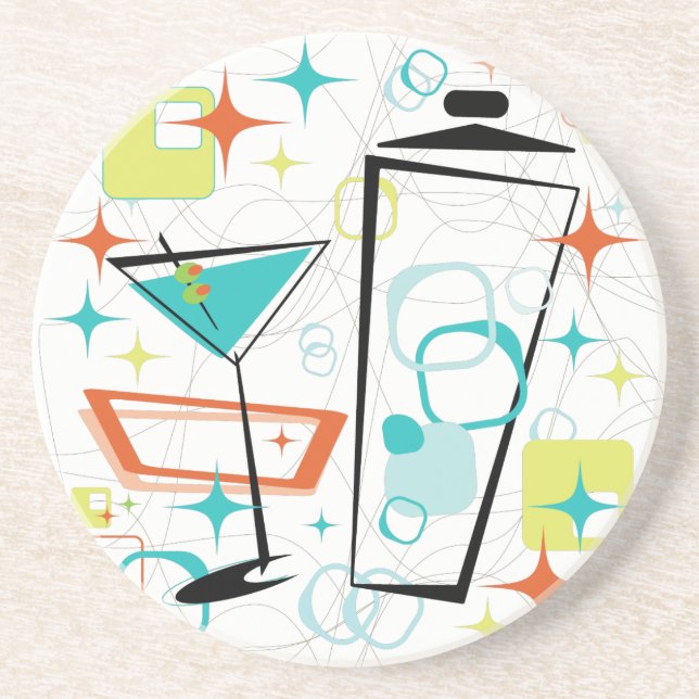 Dessous De Verre En Grès Martini A Go-Go ! (Devant)