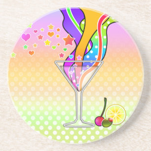 DESSOUS DE VERRE EN GRÈS MARTINI STYLE ART POP DES ANNÉES 60