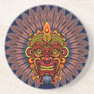 Dessous De Verre En Grès Masque rituel du roi guerrier tribal