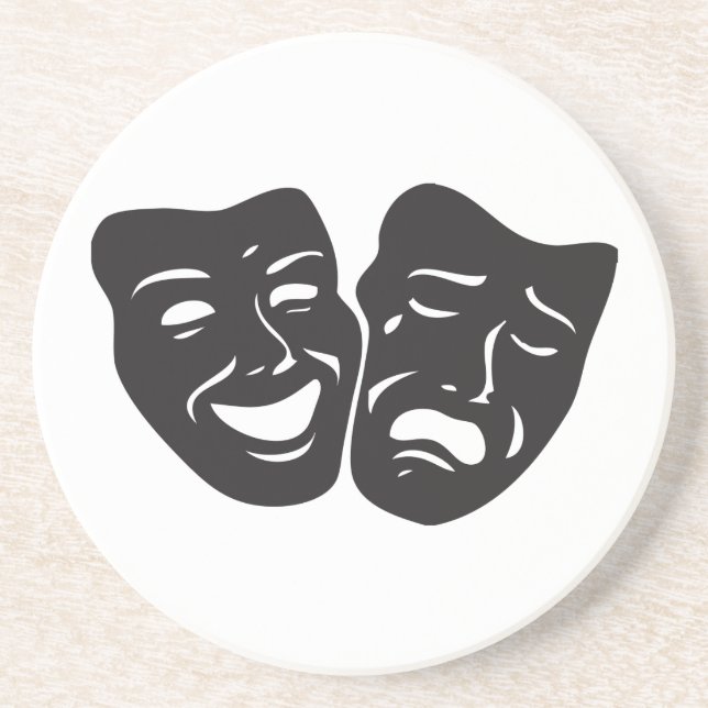 Dessous De Verre En Grès Masques de théâtre comique dramatique (Devant)