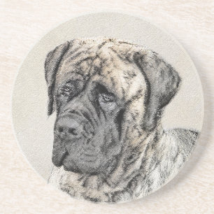 Dessous De Verre En Grès Mastiff anglais (Brindle) Peinture - Chien Art