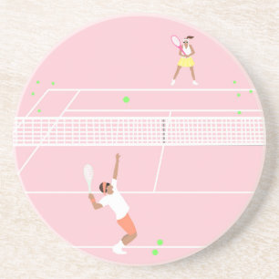 Dessous De Verre En Grès Match de tennis rose Pastel moderne