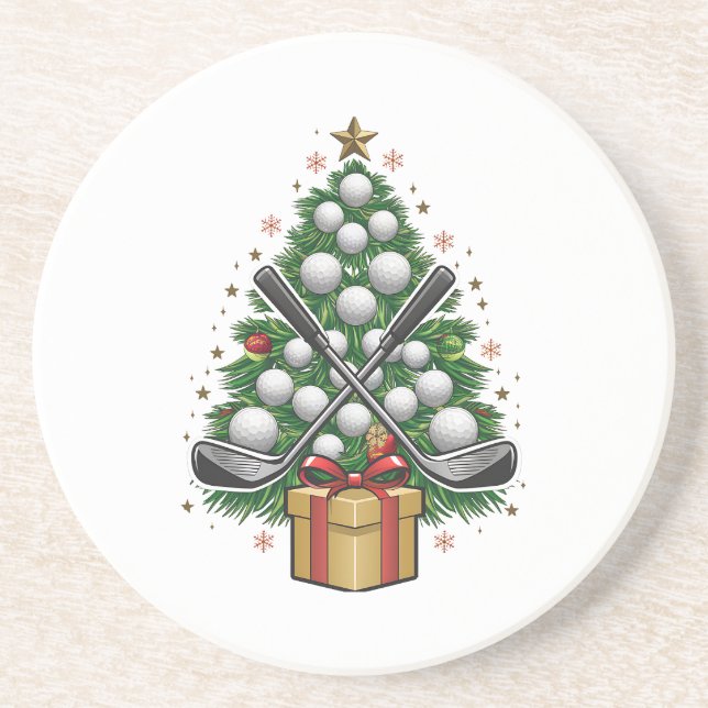 Dessous De Verre En Grès Matériel de golf Christmas Tree Golf (Devant)