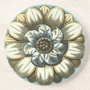 Dessous De Verre En Grès Médaillon floral fleuri sur l'arrière - plan