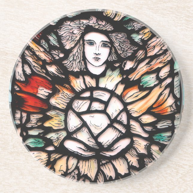 Dessous De Verre En Grès Méditation en couleurs. (Devant)