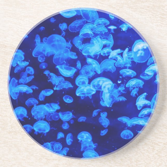Dessous De Verre En Grès Méduse dans la Mer Bleue Profonde (Devant)