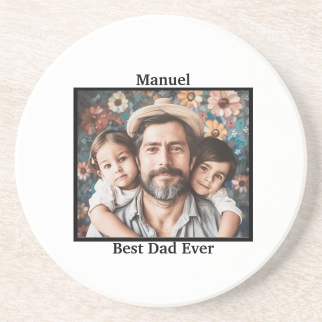 Dessous De Verre En Grès Meilleur papa jamais personnalisé (Devant)