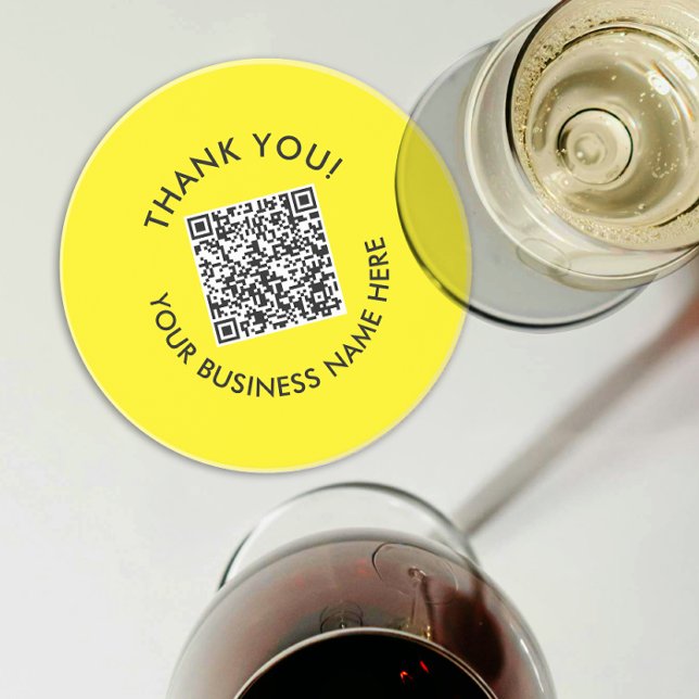 Dessous De Verre En Grès Merci | Simple Yellow Black Website QR Code (Créateur téléchargé)