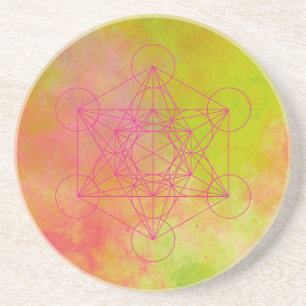 Dessous De Verre En Grès Métatron, chakra, zen, géométrie sacrée, angel,