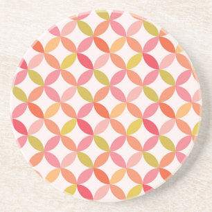 Dessous De Verre En Grès Mi-siècle moderne rose rouge orange Cercles