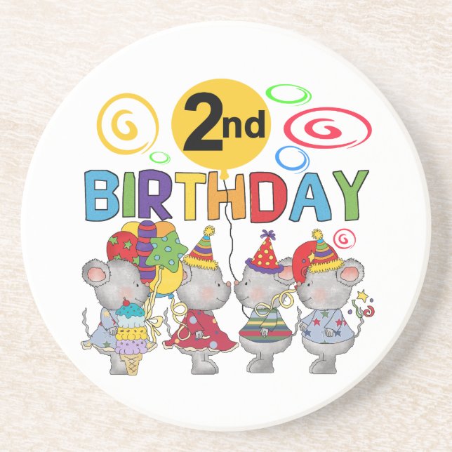 Dessous De Verre En Grès Mice 2e anniversaire T-shirts et cadeaux (Devant)