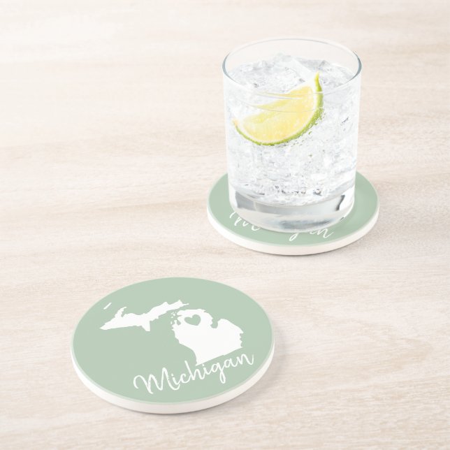 Dessous De Verre En Grès Michigan State map love home (Côté)