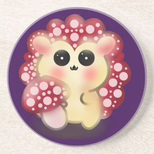 Dessous De Verre En Grès Mignon Champignon Rouge Kawaii Hérisson Toadstool 