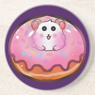 Dessous De Verre En Grès Mignon Hamster Kawaii dans l'Art de Beignet Rose G