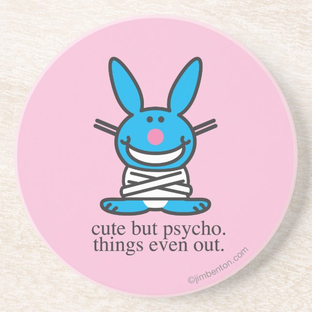 Dessous De Verre En Grès Mignon mais psychopathe (Devant)