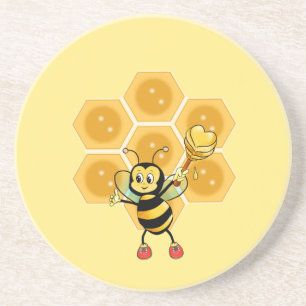 Dessous De Verre En Grès Mignonne abeille bourdon et nid d'abeille sur fond