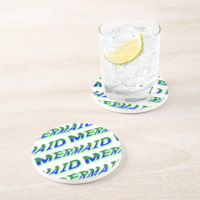 Dessous De Verre En Grès Mikitiez océanique sirène venus bleu mer (Côté)