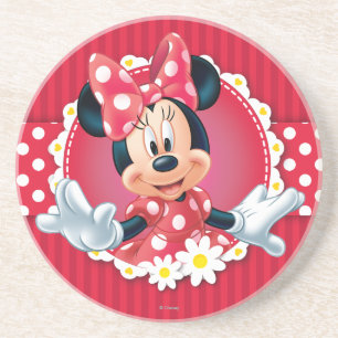 Dessous De Verre En Grès Minnie rouge Cadre de fleurs