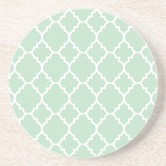 Dessous De Verre En Grès Mint Green Quatrefoil Motif marocain (Devant)