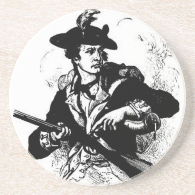 Dessous De Verre En Grès Minuteman révolutionnaire de guerre avec l'arme à (Devant)