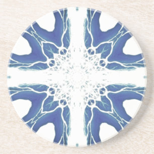Dessous De Verre En Grès Modèle géométrique bleu marine