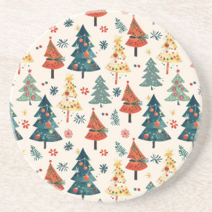Dessous De Verre En Grès Modèle sans couture d'arbres de Noël en pin coloré