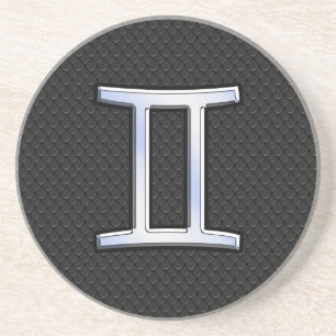 Dessous De Verre En Grès Modern Chrome Like Gemini Zodiac Sign