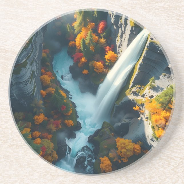 Dessous De Verre En Grès Modern Navy & Gold Abstract Mountain Peak – Luxury (Devant)