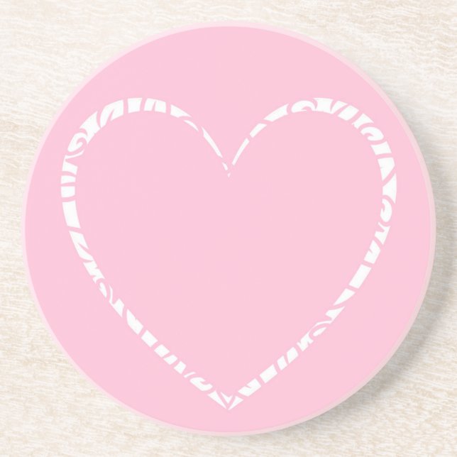 Dessous De Verre En Grès Moderne, élégant Art Coeur rose (Devant)