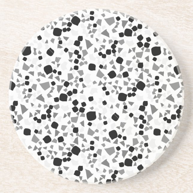 Dessous De Verre En Grès Moderne Simple Blanc Terrazzo Carrelage Noir (Devant)
