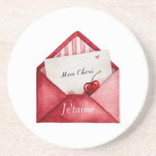 Dessous De Verre En Grès Mon Cheri (mon amour) Je'taime (je t'aime)