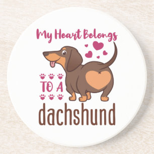 Dessous De Verre En Grès Mon coeur appartient à un Dachshund