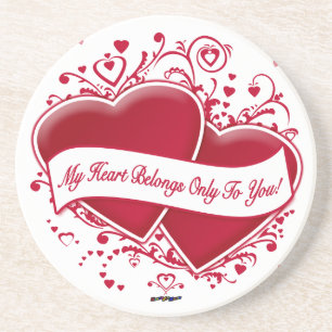 Dessous De Verre En Grès Mon Coeur Ne Vous Appartient Qu'À Vous ! Cœurs rou