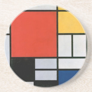 Dessous De Verre En Grès Mondrial Composition Rouge Jaune Bleu Noir