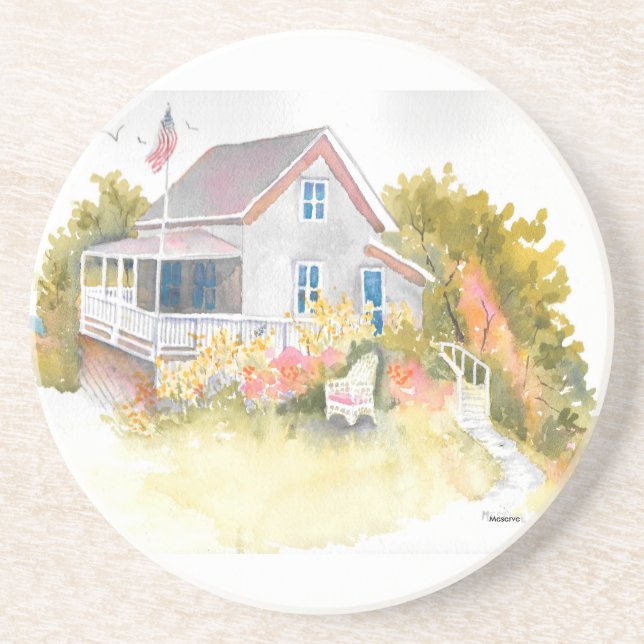 Dessous De Verre En Grès Monhegan Cottage J Kilburn (Devant)