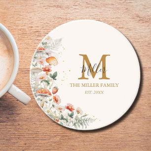 Dessous De Verre En Grès Monogram Champignons de forêt Fleurs Floral botani