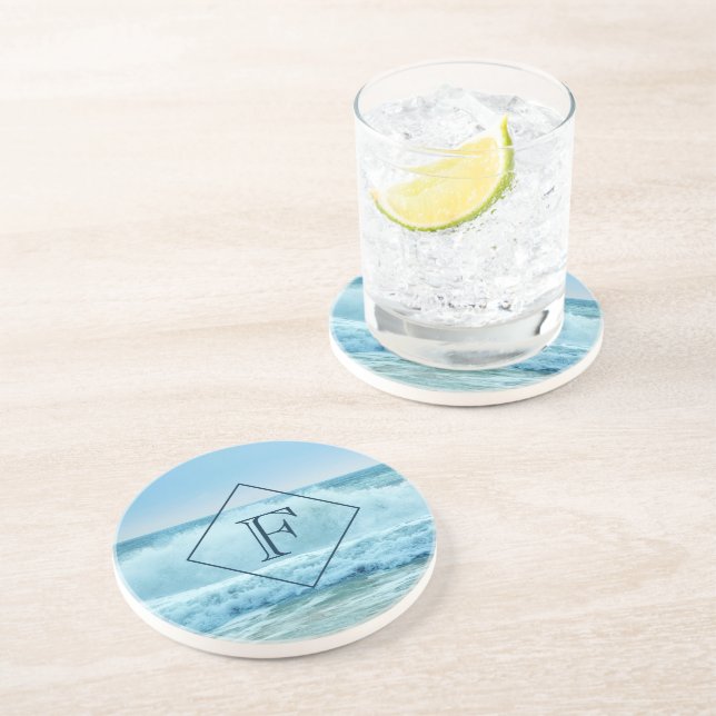 Dessous De Verre En Grès Monogram Ocean Wave Crashing on Shore (Côté)