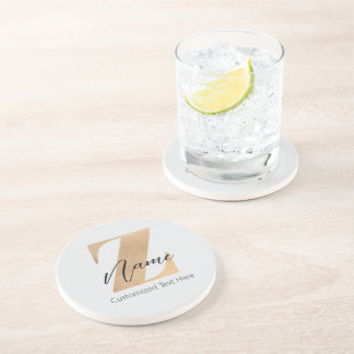 Dessous De Verre En Grès Monogramme avec initiale Z et nom personnalisé
