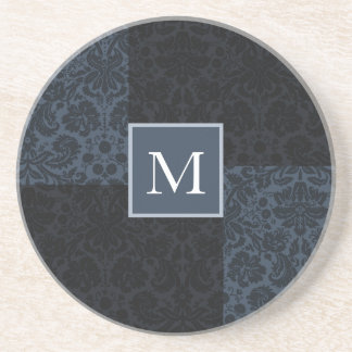 Dessous De Verre En Grès monogramme bleu damé