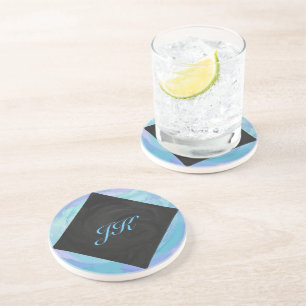 Dessous De Verre En Grès Monogramme bleu glacier